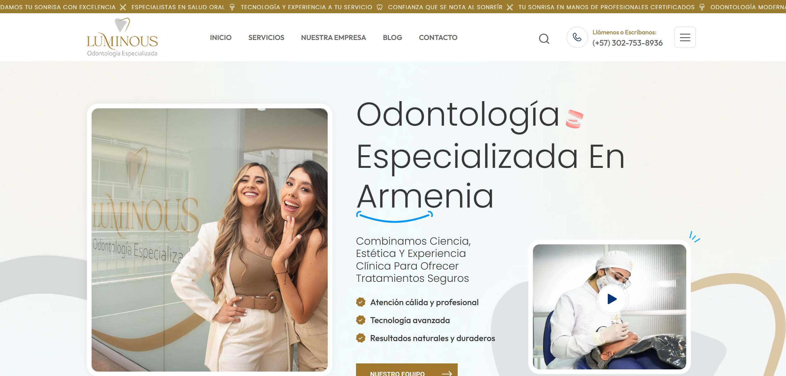 Diseño web Luminousodontologia Colombia